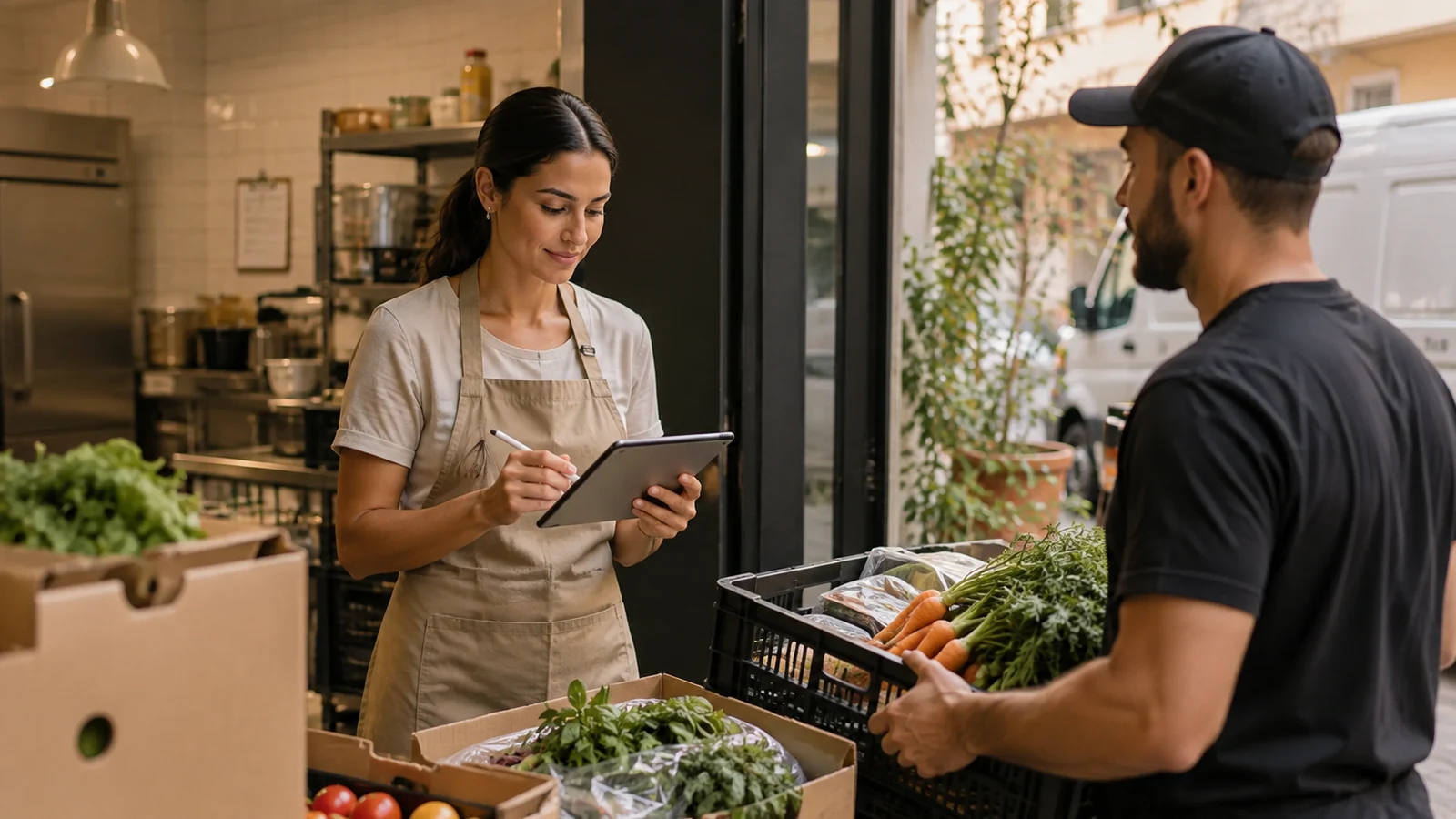 Recebimento e conferência de alimentos em pequeno restaurante ou comércio